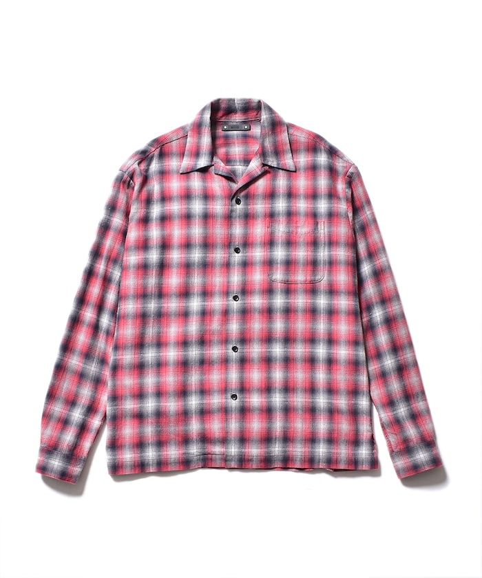MINEDENIM V.Nep Check Flannel Open Collar SH