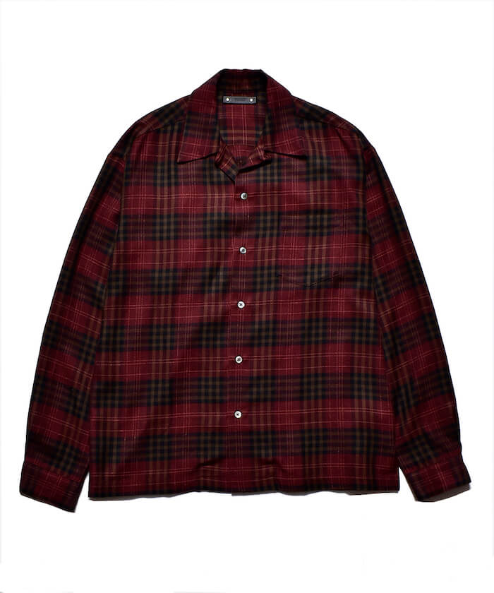 MINEDENIM Ry.Wool Check Open Collar SH