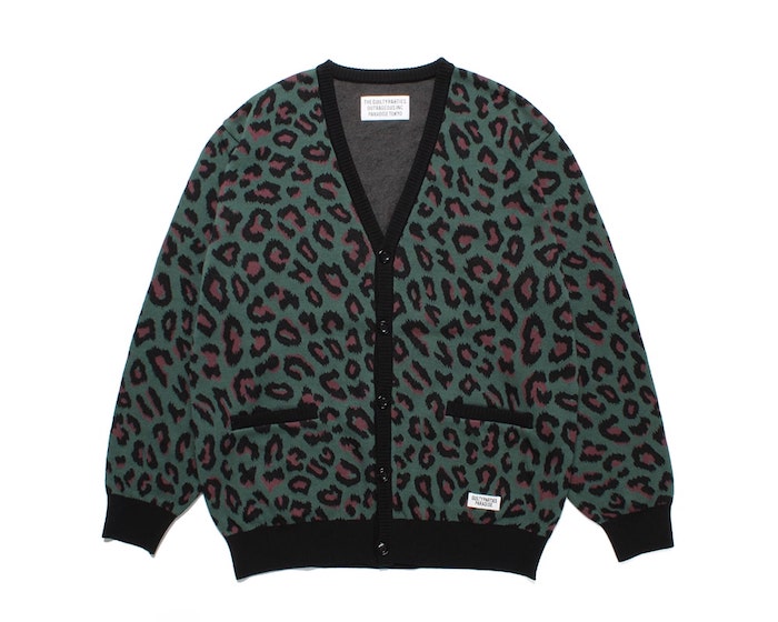 WACKO MARIA LEOPARD JACQUARD CARDIGAN