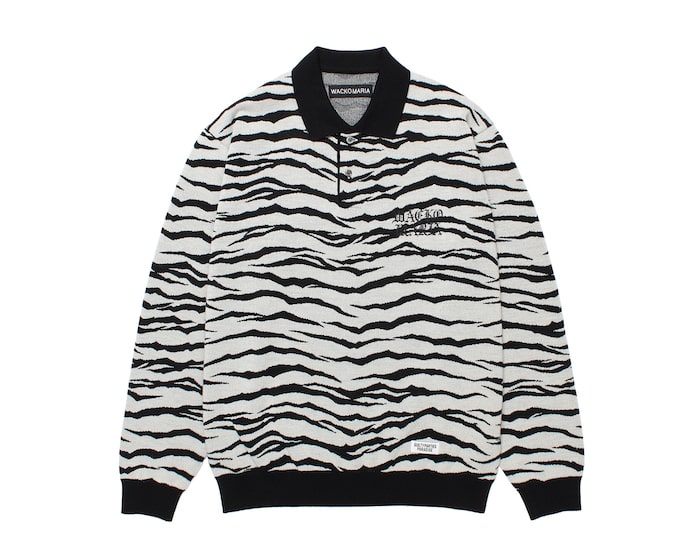 WACKO MARIA TIGER KNIT POLO SHIRT