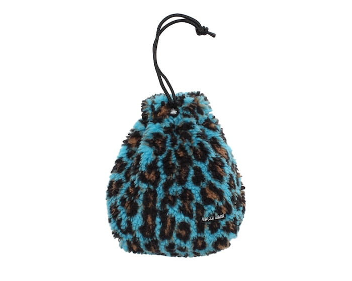 WACKO MARIA LEOPARD BOA FLEECE DRAWSTRING POUCH