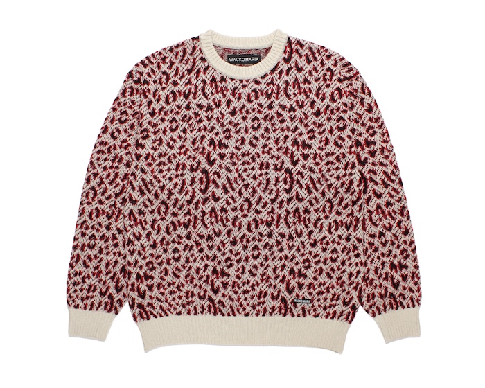 WACKO MARIA LEOPARD JACQUARD CREW NECK SWEATER