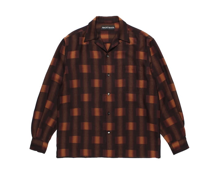 WACKO MARIA OMBRE CHECK OPEN COLLAR SHIRT L/S ( TYPE-1 )