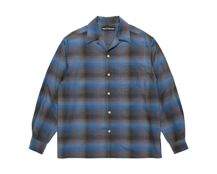 WACKO MARIA OMBRE CHECK OPEN COLLAR SHIRT L/S ( TYPE-6 )