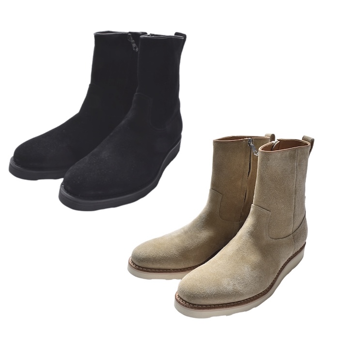 MINEDENIM Suede Leather Side Zipper Boots