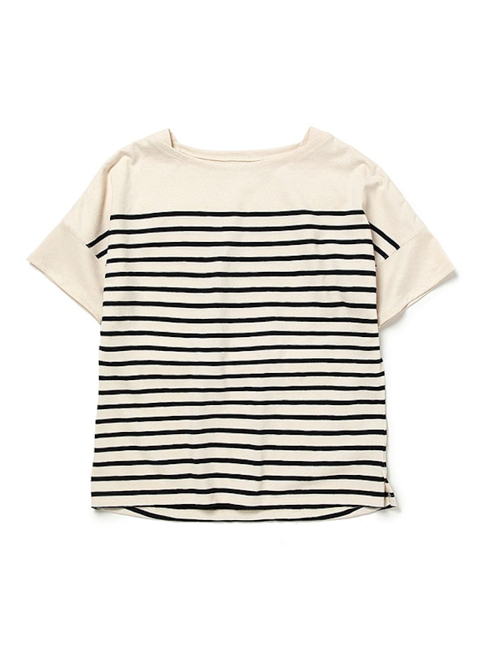 nonnative DWELLER BOAT NECK S/S TEE COTTON JERSEY BORDER