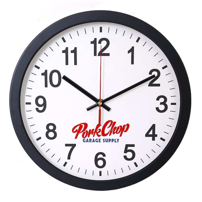 PORKCHOP GARAGE SUPPLY SCRIPT WALL CLOCK